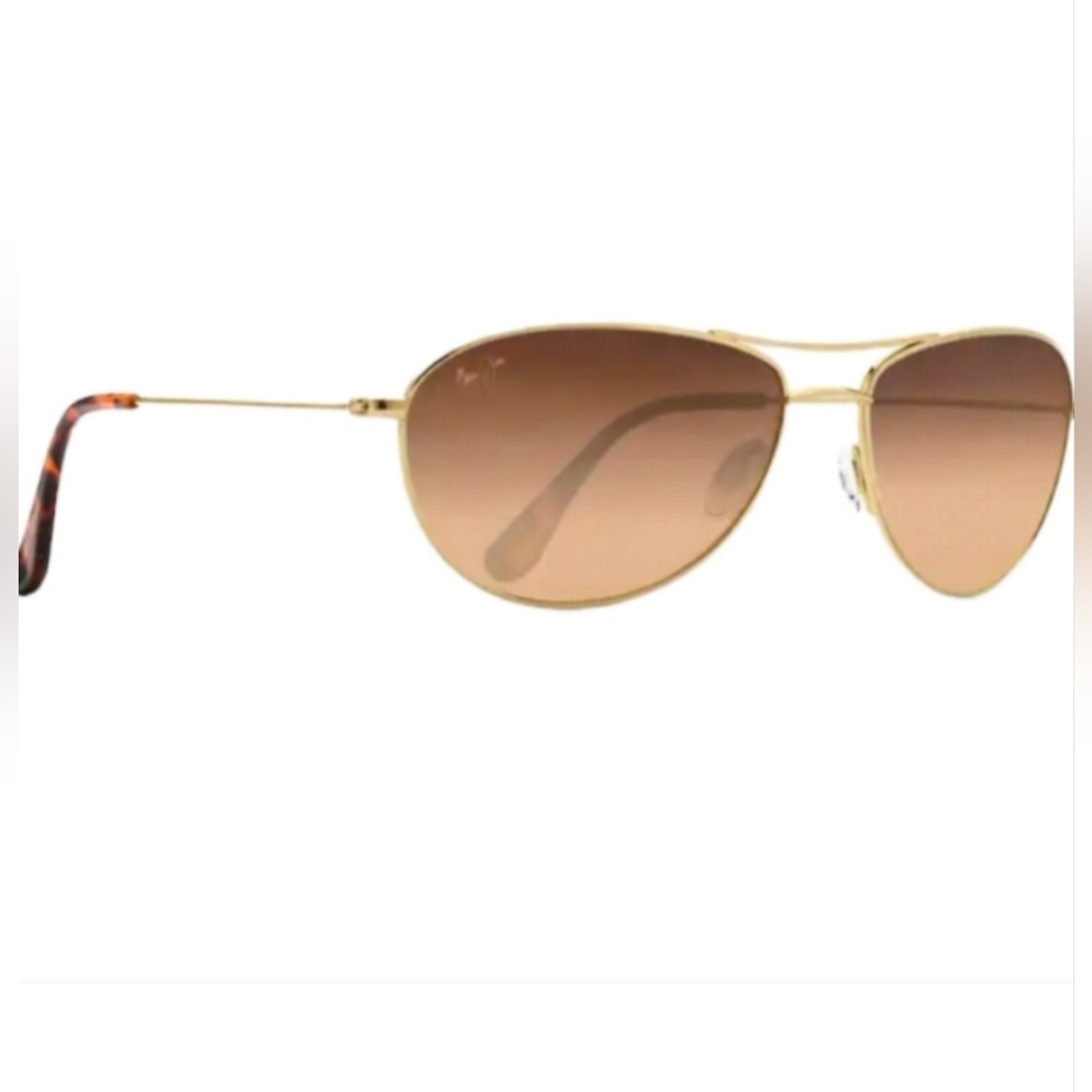 Maui Jim Gold and Brown Aviator Sunglasses